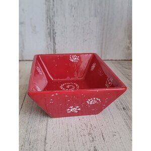 Crofton red dish‎ swirl ceramic xmas home decor kitchen snow